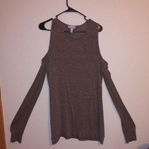 Brown cold shoulder top